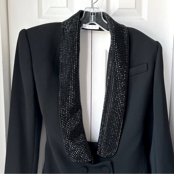 ❌SOLD❌AREA Crystal Embellished Virgin Wool Tuxedo Dress in Black, Size 2, NWT - Picture 12 of 17